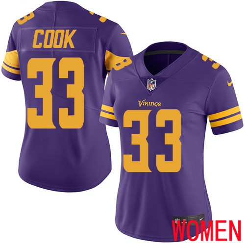 Minnesota Vikings #33 Limited Dalvin Cook Purple Nike NFL Women Jersey Rush Vapor Untouchable